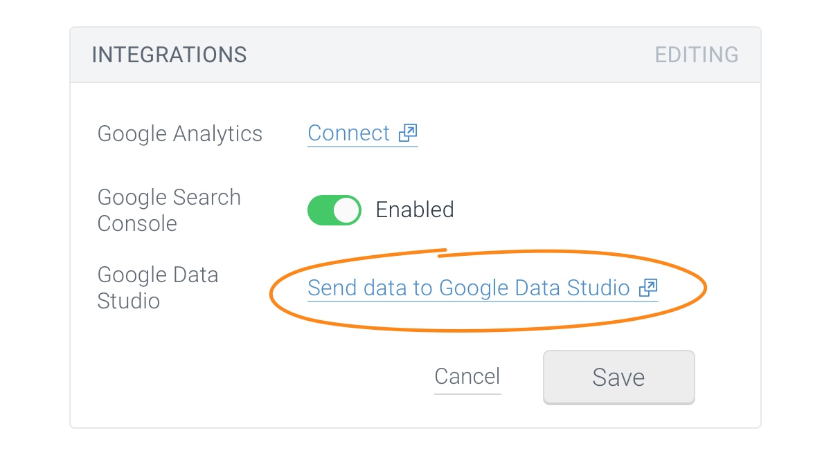 Setting up the Google Data Studio integration -- Step 1 Setting up the Google Data Studio integration -- Step 1