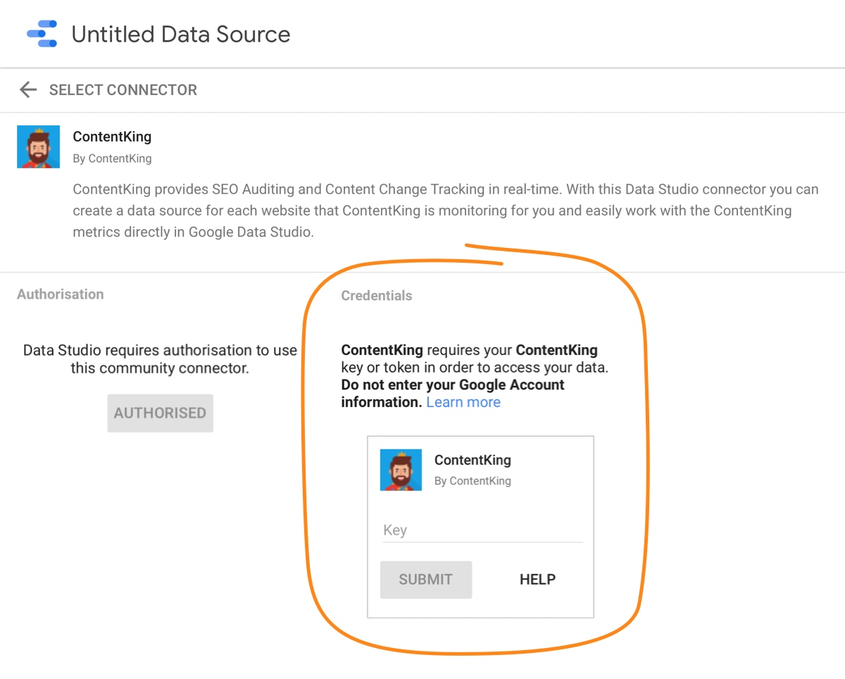 Setting up the Google Data Studio integration -- Step 3